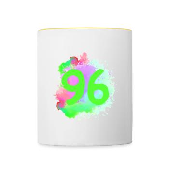 96 Nombre d’objets blob - Mug contrasté - blanc/jaune - Devant