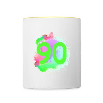 90 Number of blobs - Contrasting Mug - white/yellow - Front