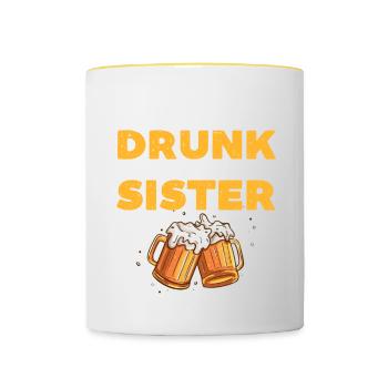If found drunk please return to sister - Contrasting Mug - white/yellow - Front