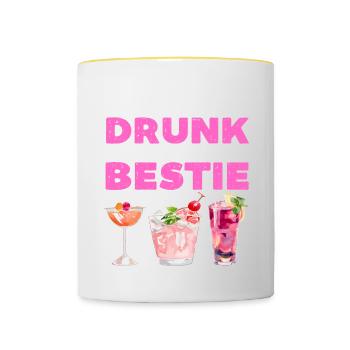 If found drunk please return to bestie - Contrasting Mug - white/yellow - Front