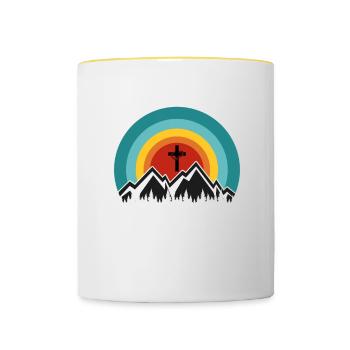 Am Morgen, wenn ich aufstehe, gib mir Jesus - - Tasse zweifarbig - Weiß/Gelb - Vorne