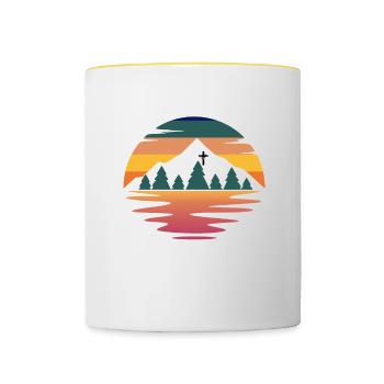Am Morgen, wenn ich aufstehe, gib mir Jesus - - Tasse zweifarbig - Weiß/Gelb - Vorne