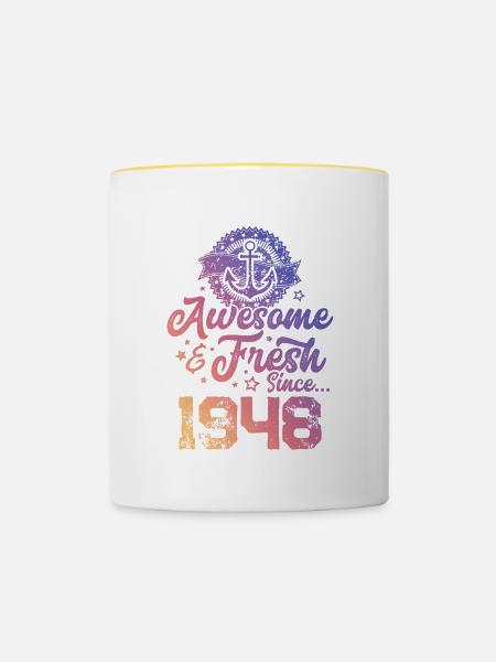 1948 awesome fresh - Tasse zweifarbig - Weiß/Gelb