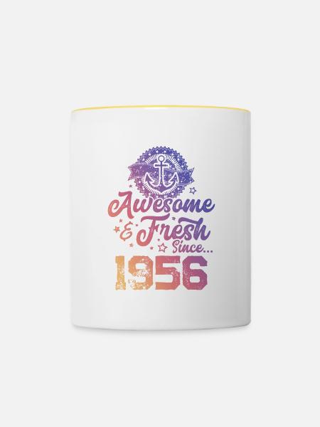 1956 awesome fresh - Tasse zweifarbig - Weiß/Gelb