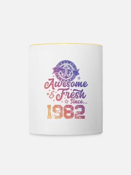 1982 awesome fresh - Tasse zweifarbig - Weiß/Gelb