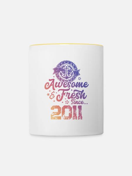 2011 awesome fresh - Tasse zweifarbig - Weiß/Gelb
