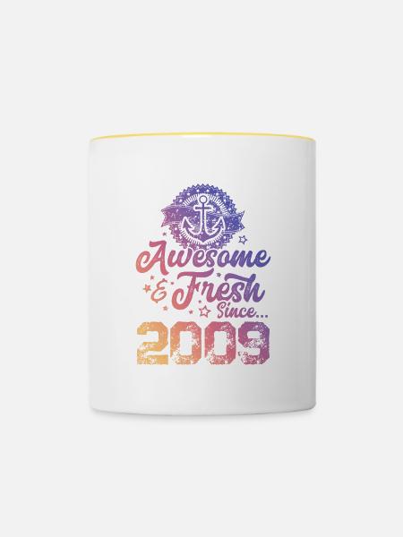 2009 awesome fresh - Tasse zweifarbig - Weiß/Gelb