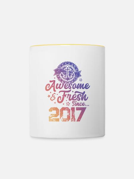 2017 awesome fresh - Tasse zweifarbig - Weiß/Gelb