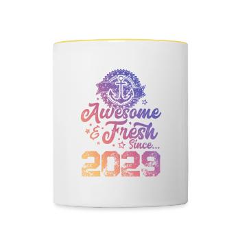 2029 awesome fresh - Contrasting Mug - white/yellow - Front