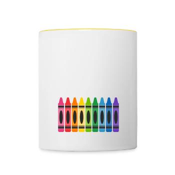 Pretend im a crayon - funny halloween costume - Contrasting Mug - white/yellow - Front