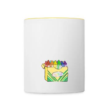 Pretend im a crayon - funny halloween costume - Contrasting Mug - white/yellow - Front