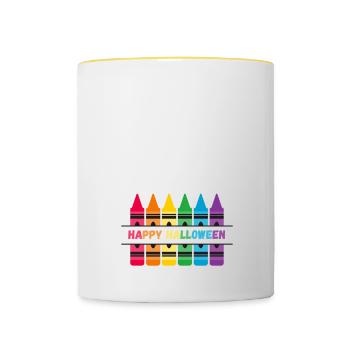 Pretend im a crayon - funny halloween costume - Contrasting Mug - white/yellow - Front