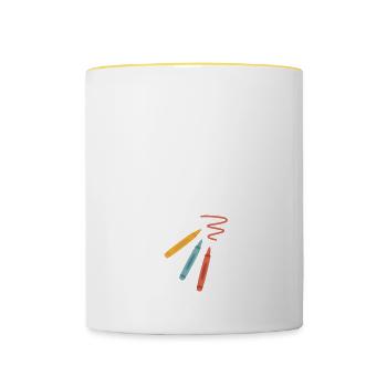 Pretend im a crayon - funny halloween costume - Contrasting Mug - white/yellow - Front
