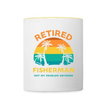 Le pêcheur à la retraite n’est plus mon problème - Mug contrasté - blanc/jaune - Devant