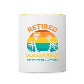 Retired glassmaker not my problem anymore - Contrasting Mug - white/yellow - Front