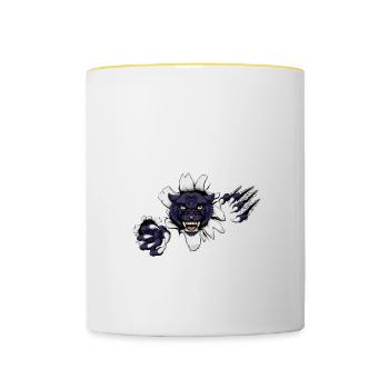 C’est ma coutume humaine je suis vraiment une panthère - Mug contrasté - blanc/jaune - Devant