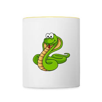 Snake Cobra Comic Animal - Contrasting Mug - white/yellow - Front
