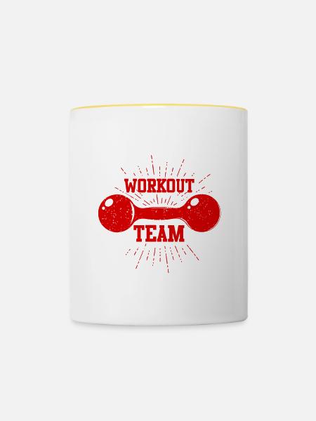 Workout Team - Tasse zweifarbig - Weiß/Gelb