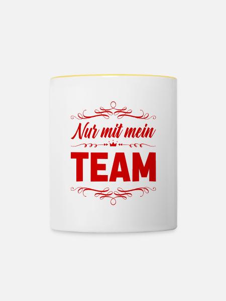Nur mit mein Team - Tasse zweifarbig - Weiß/Gelb