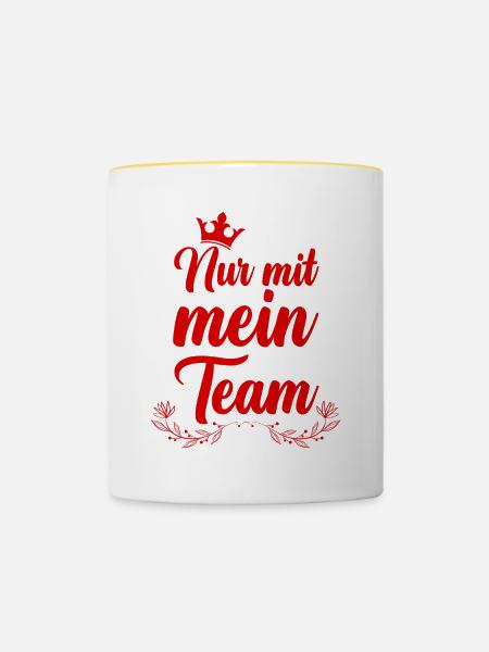 Nur mit mein Team - Tasse zweifarbig - Weiß/Gelb