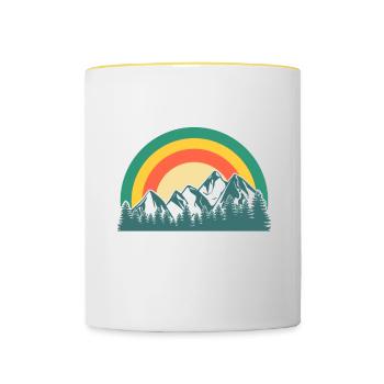 Easily distracted by Alpine skiing - Contrasting Mug - white/yellow - Front