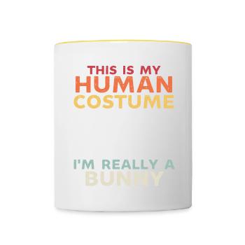 This is my human costume im really a rabbit - Contrasting Mug - white/yellow - Front
