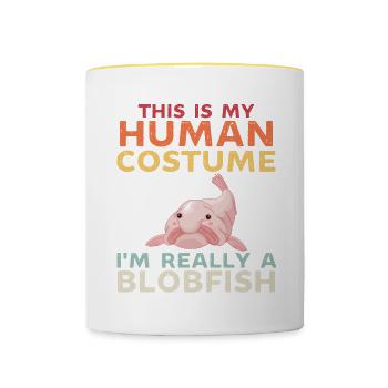 This is my human costume im really a blobfish - Contrasting Mug - white/yellow - Front