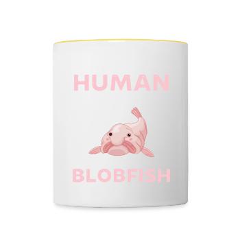 This is my human costume im really a blobfish - Contrasting Mug - white/yellow - Front