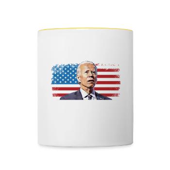 Biden Pay More Live Worse - Contrasting Mug - white/yellow - Front