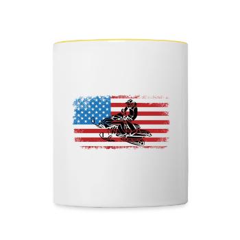 Je ne ronfle pas je rêve im une motoneige - Mug contrasté - blanc/jaune - Devant