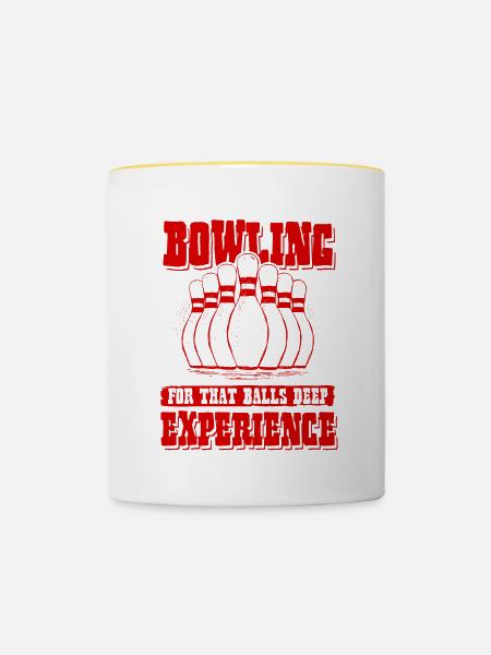 Bowling Experimen - Tasse zweifarbig - Weiß/Gelb