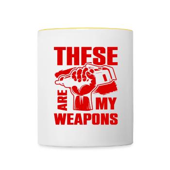 Barber weapons - Contrasting Mug - white/yellow - Front