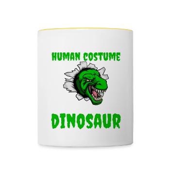 This is my human costume im really a dinosaur - Contrasting Mug - white/yellow - Front