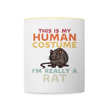 This is my human costume im really a rat - Contrasting Mug - white/yellow - Front