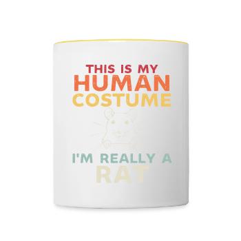 This is my human costume im really a rat - Contrasting Mug - white/yellow - Front