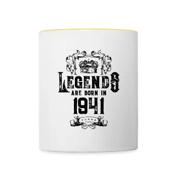 1941 legends birthday - Contrasting Mug - white/yellow - Front