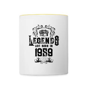 1959 legends birthday - Contrasting Mug - white/yellow - Front