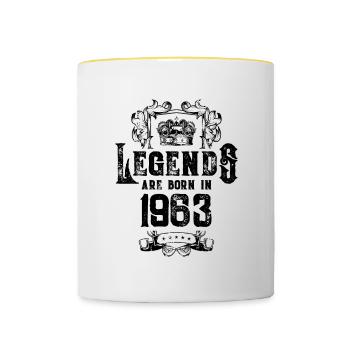 1963 legends geburtstag - Tasse zweifarbig - Weiß/Gelb - Vorne