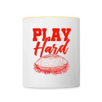 jouer au football dur - Mug contrasté - blanc/jaune - Devant