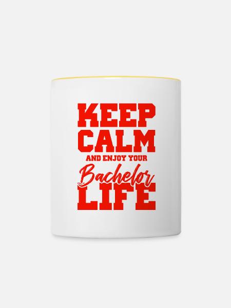 keep calm bachelor - Tasse zweifarbig - Weiß/Gelb