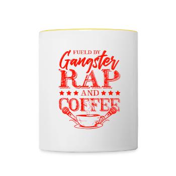 Gangster rap et café - Mug contrasté - blanc/jaune - Devant