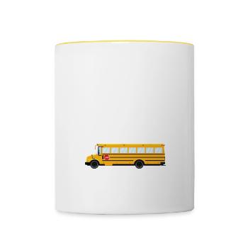 Mein Besen ist kaputt gegangen, also fahre ich jetzt einen Schulbus, lustig - Tasse zweifarbig - Weiß/Gelb - Vorne