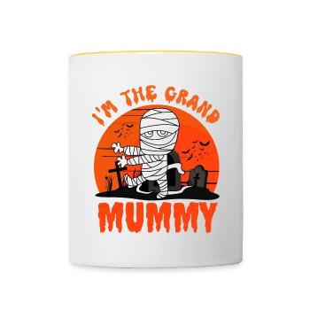 Im the grand mummy, funny grandma halloween - Contrasting Mug - white/yellow - Front