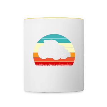 Les vrais hommes sentent le diesel et la merde de vache, drôle - Mug contrasté - blanc/jaune - Devant