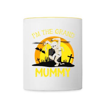Im the grand mummy, funny grandma halloween - Contrasting Mug - white/yellow - Front
