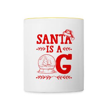 Santa is a OG - Tasse zweifarbig - Weiß/Gelb - Vorne