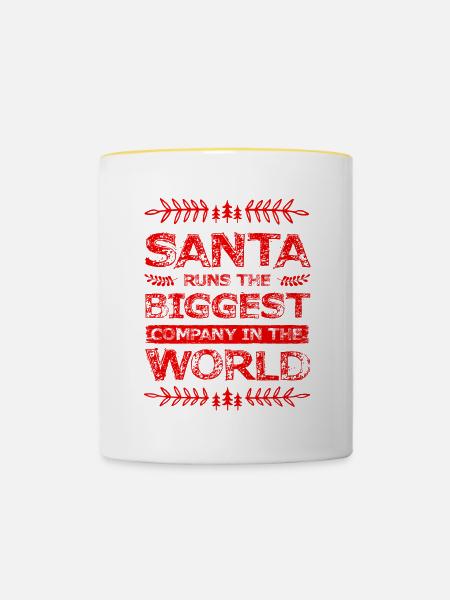 Santa Christmas - Tasse zweifarbig - Weiß/Gelb