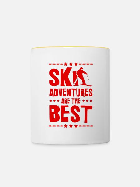 Ski Adventures - Tasse zweifarbig - Weiß/Gelb