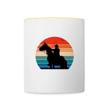 Dibs On Le cow-boy, drôle de femme de fermier - Mug contrasté - blanc/jaune - Devant