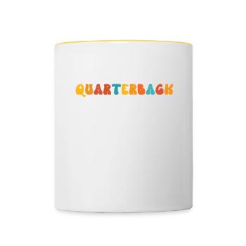 Retro Groovy Dibs On The Quarterback, funny - Contrasting Mug - white/yellow - Front